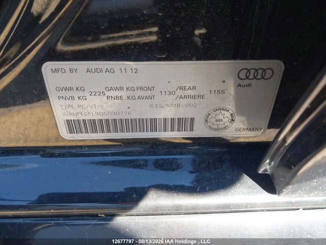 Продаж на аукціоні авто 2013 Audi A4 Premium Plus, vin: WAUFFCFL9DN030776, номер лоту: 12677797