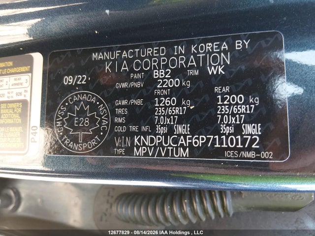 Продажа на аукционе авто 2023 Kia Sportage, vin: KNDPUCAF6P7110172, номер лота: 12677829