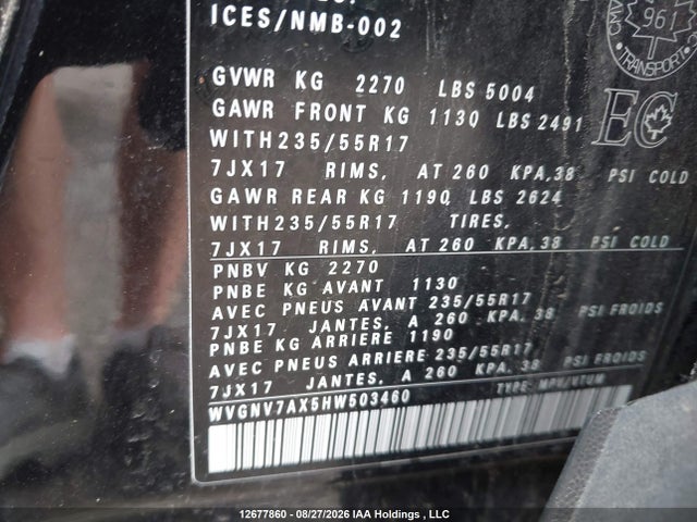 WVGNV7AX5HW503460 Volkswagen Tiguan