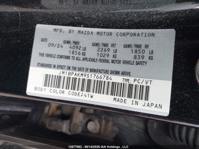 JM1BPAKM9S1766784 Mazda Mazda3 Sport Gx