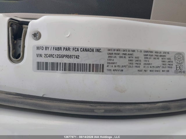 Продаж на аукціоні авто 2023 Chrysler Grand Caravan Sxt, vin: 2C4RC1ZG6PR597742, номер лоту: 12677871