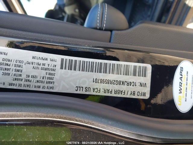 12677874 :رقم المزاد ، 1C4RJKBG2R8598701 vin ، 2024 Jeep Grand Cherokee L Limited مزاد بيع
