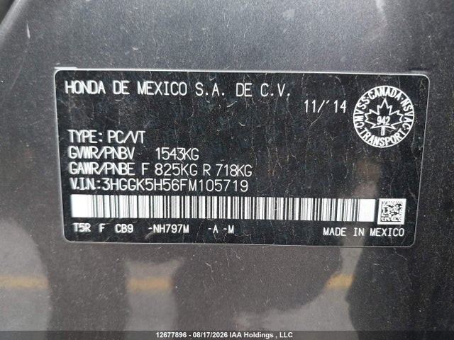 Honda Fit 2015 3HGGK5H56FM105719 Image 9