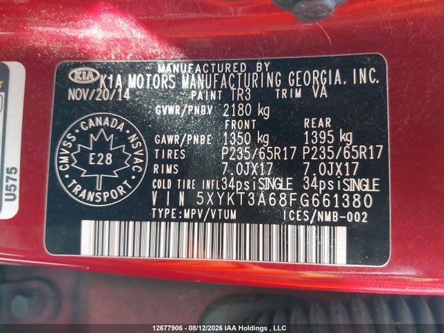 KIA SORENTO LX 2015 5XYKT3A68FG661380 Image 19