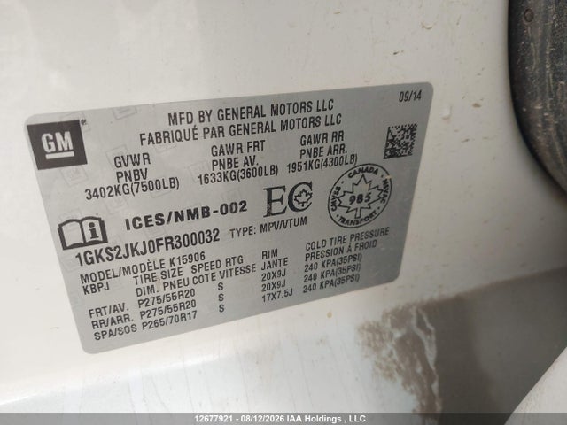 1GKS2JKJ0FR300032 GMC Yukon Xl 1500 Denali