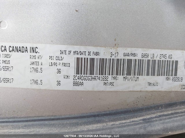 Dodge Grand Caravan 2017 2C4RDGDG3HR741692 Image 9