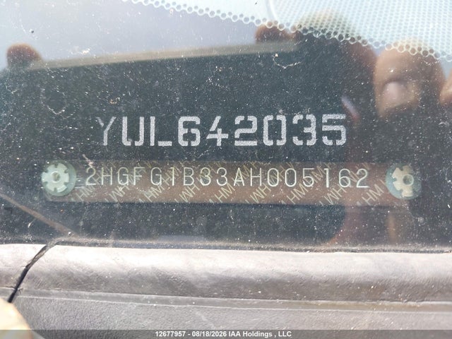 Продаж на аукціоні авто 2010 Honda Civic, vin: 2HGFG1B33AH005162, номер лоту: 12677957