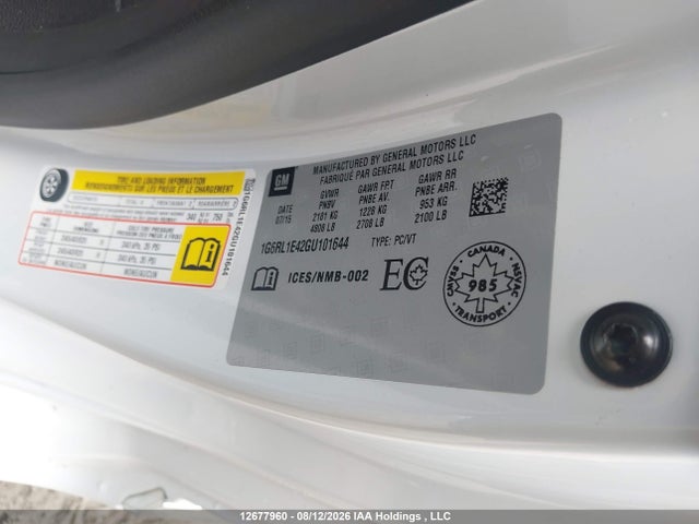 Aukcja sprzedaży 2016 Cadillac Elr, vin: 1G6RL1E42GU101644, numer aukcji: 12677960