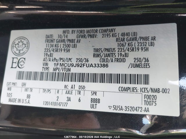1FMCU9J92FUA33386 Ford Escape Titanium