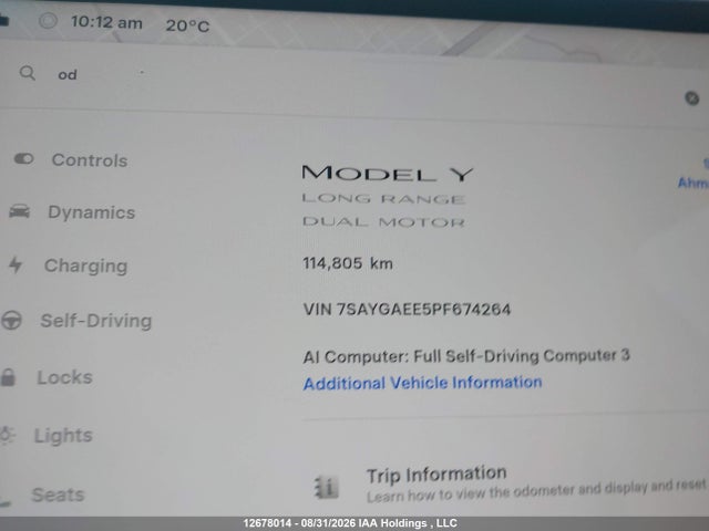 Продажа на аукционе авто 2023 Tesla Model Y Long Range, vin: 7SAYGAEE5PF674264, номер лота: 12678014