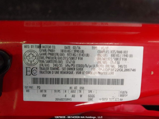 Ford FOCUS SE 2016 1FADP3F22GL286746 Image 9