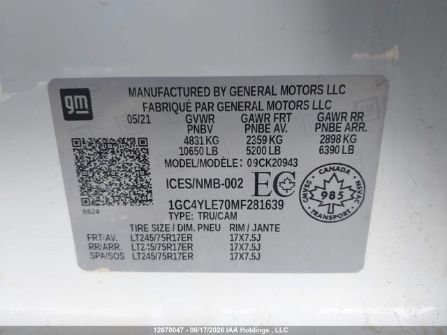 1GC4YLE70MF281639 Chevrolet Silverado K2500 Heavy Duty