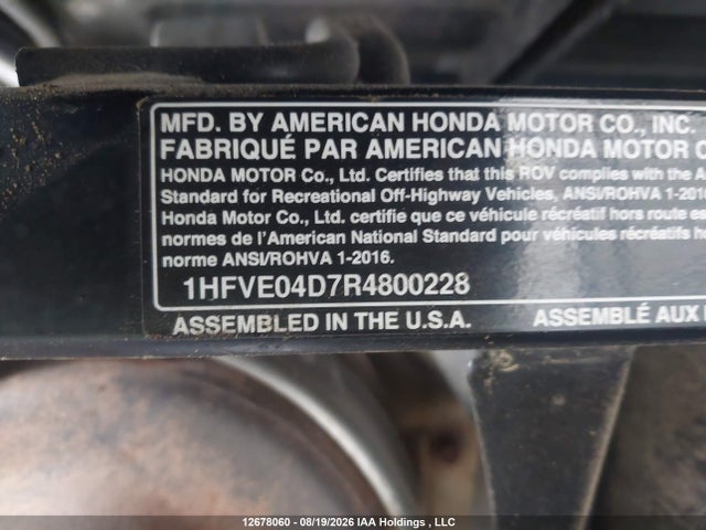 1HFVE04D7R4800228 Honda Sxs1000 M3