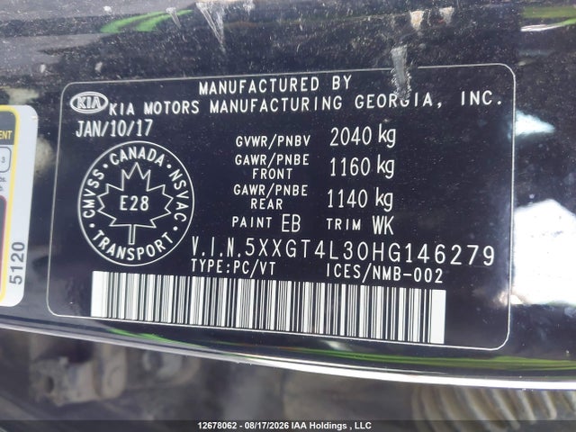 KIA Optima Lx 2017 5XXGT4L30HG146279 Image 9