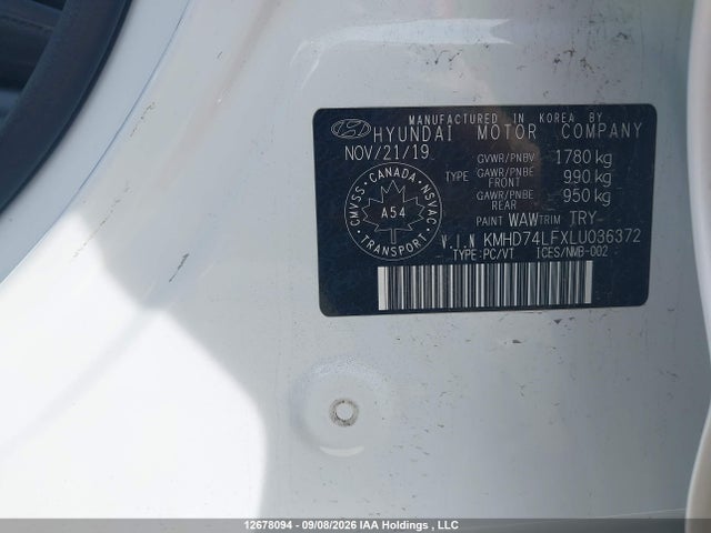 Hyundai Elantra 2020 KMHD74LFXLU036372 Image 9