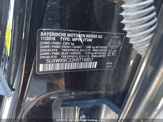 5UXWX9C33H0T16857 BMW X3 Xdrive28i