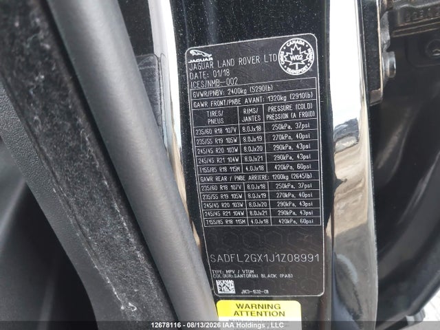 Jaguar E-pace R-dynamic Se 2018 SADFL2GX1J1Z08991 Image 9