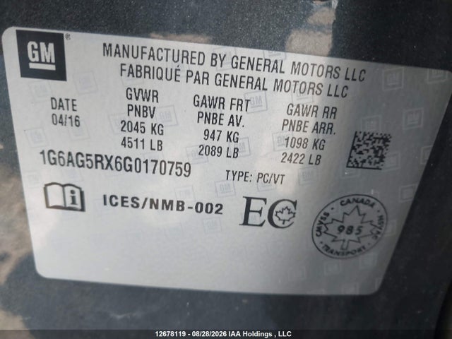 Cadillac ATS 2016 1G6AG5RX6G0170759 Image 19
