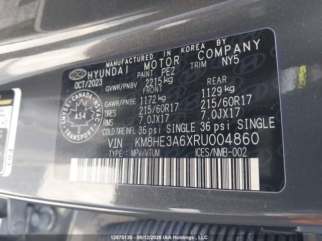 2024 Hyundai Kona Electric Ultimate W/sage-green Interior მანქანა იყიდება აუქციონზე, vin: KM8HE3A6XRU004860, აუქციონის ნომერი: 12678130