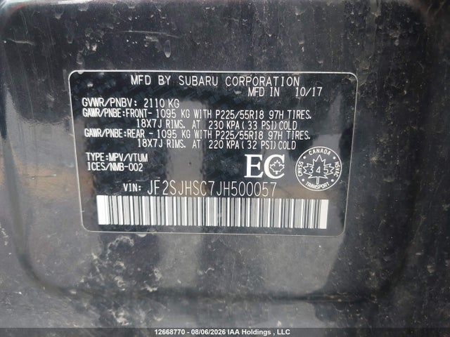 Auction sale of the 2018 Subaru Forester 2.0xt Limited, vin: JF2SJHSC7JH500057, lot number: 12668770