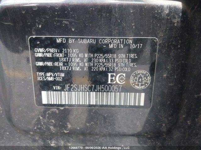 Продажа на аукционе авто 2018 Subaru Forester 2.0xt Limited, vin: JF2SJHSC7JH500057, номер лота: 12668770