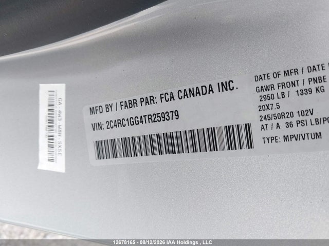 2C4RC1GG4TR259379 Chrysler Pacifica Limited