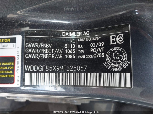 Продажа на аукционе авто 2009 Mercedes-benz C230, vin: WDDGF85X99F325067, номер лота: 12678173