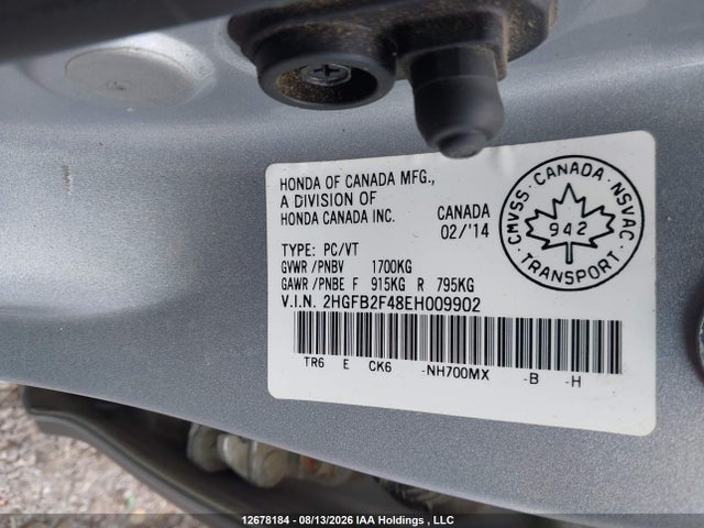 Honda Civic Lx 2014 2HGFB2F48EH009902 Image 9