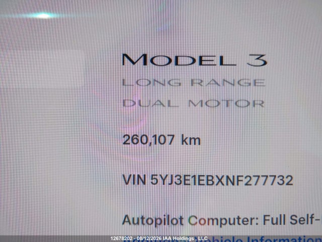 Tesla MODEL 3 2022 5YJ3E1EBXNF277732 Image 15