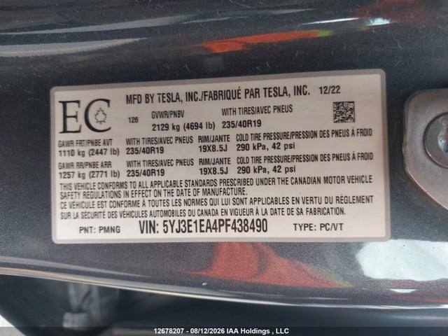 Tesla MODEL 3 2023 5YJ3E1EA4PF438490 Image 21
