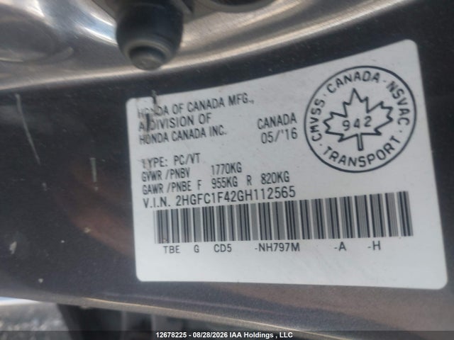 Honda Civic Ex-t 2016 2HGFC1F42GH112565 Image 9