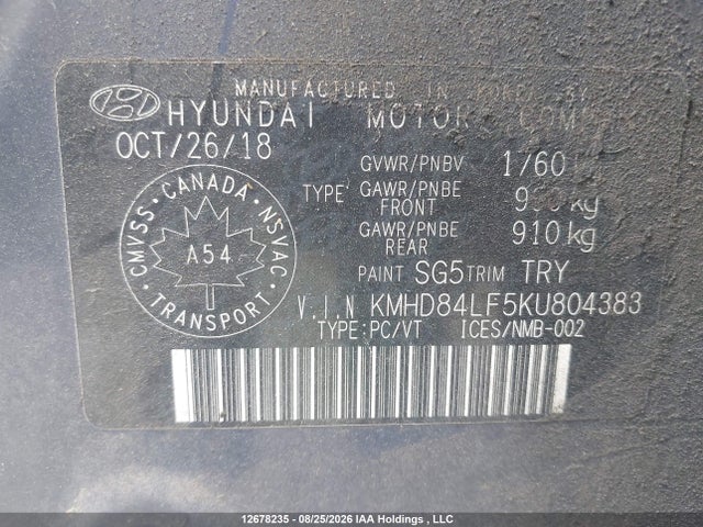 Hyundai Elantra 2019 KMHD84LF5KU804383 Image 19
