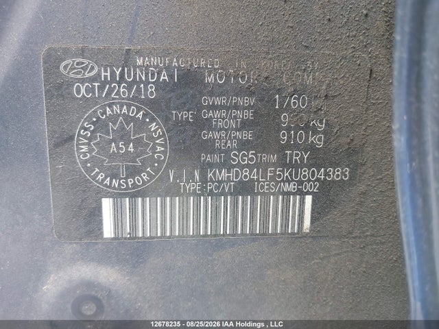 Hyundai Elantra 2019 KMHD84LF5KU804383 Image 9