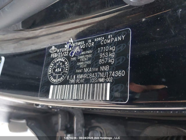 Продаж на аукціоні авто 2022 Hyundai Venue Preferred, vin: KMHRC8A37NU174360, номер лоту: 12678236