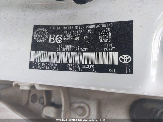 Toyota COROLLA LE 2020 5YFBPRBE5LP115365 Image 9