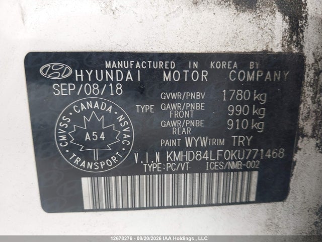 Hyundai Elantra 2019 KMHD84LF0KU771468 Image 9