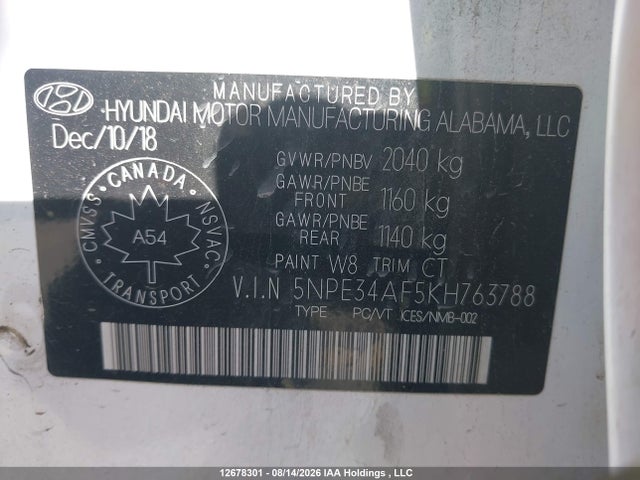 Hyundai Sonata Preferred 2019 5NPE34AF5KH763788 Image 19