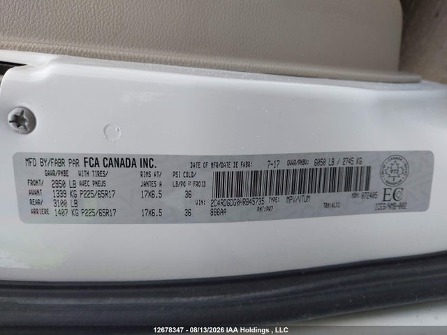 Dodge Grand Caravan Crew 2017 2C4RDGDG0HR845735 Image 9