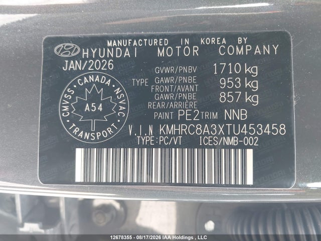 Продажа на аукционе авто 2026 Hyundai Venue Sel, vin: KMHRC8A3XTU453458, номер лота: 12678355