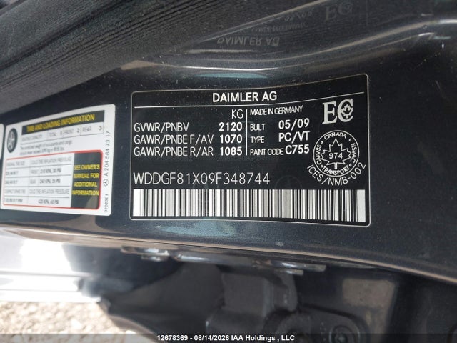 2009 Mercedes-benz C 300 მანქანა იყიდება აუქციონზე, vin: WDDGF81X09F348744, აუქციონის ნომერი: 12678369