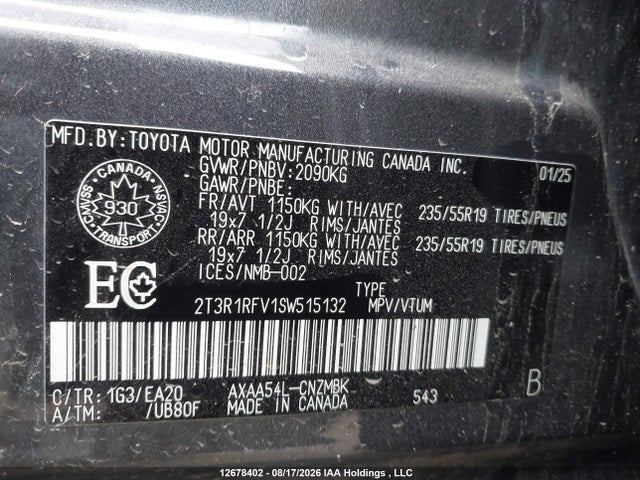 2T3R1RFV1SW515132 Toyota Rav4 Xle