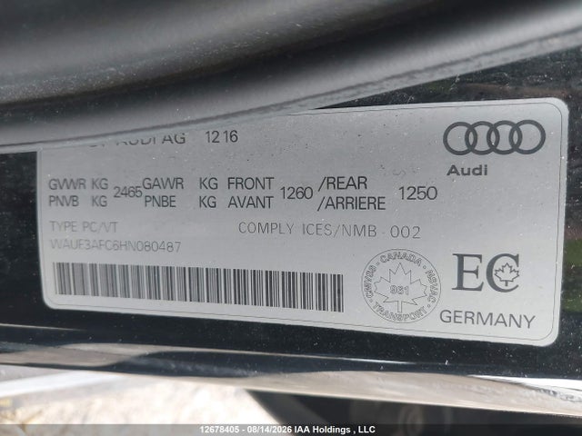 Aukcja sprzedaży 2017 Audi A6 3.0t Competition, vin: WAUF3AFC6HN080487, numer aukcji: 12678405