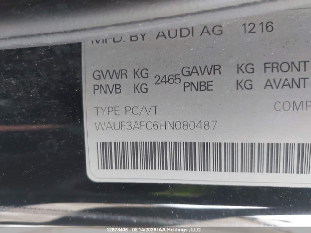 Aukcja sprzedaży 2017 Audi A6 3.0t Competition, vin: WAUF3AFC6HN080487, numer aukcji: 12678405