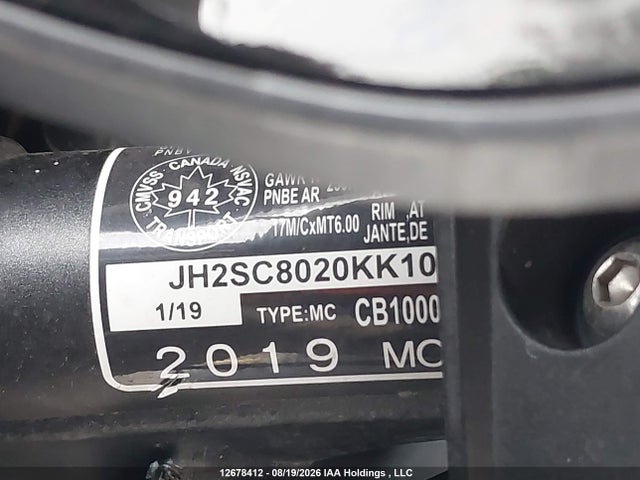 JH2SC8020KK100033 Honda CB1000 RA