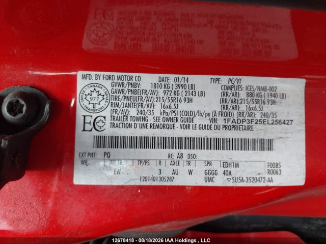 Ford FOCUS SE 2014 1FADP3F25EL256427 Image 9