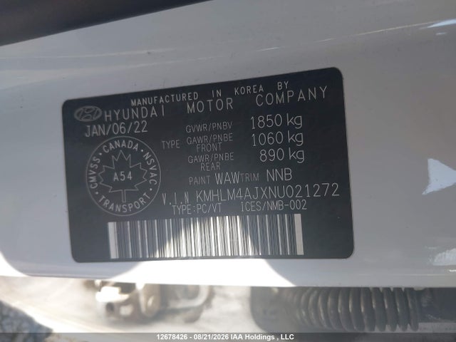 KMHLM4AJXNU021272 Hyundai Elantra Hybrid Preferred