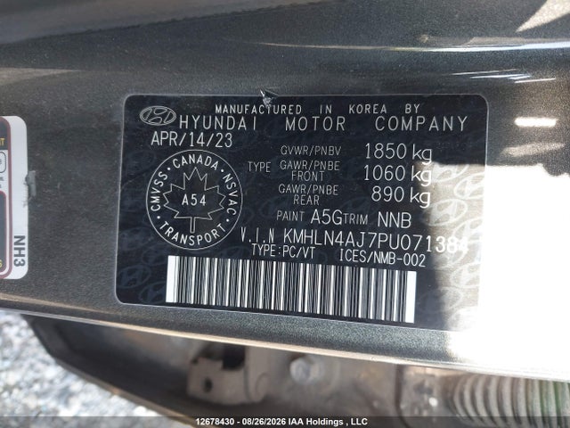 Aukcja sprzedaży 2023 Hyundai Elantra Hybrid Luxury, vin: KMHLN4AJ7PU071384, numer aukcji: 12678430