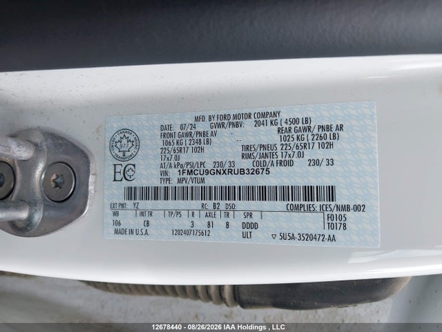 1FMCU9GNXRUB32675 Ford Escape Active