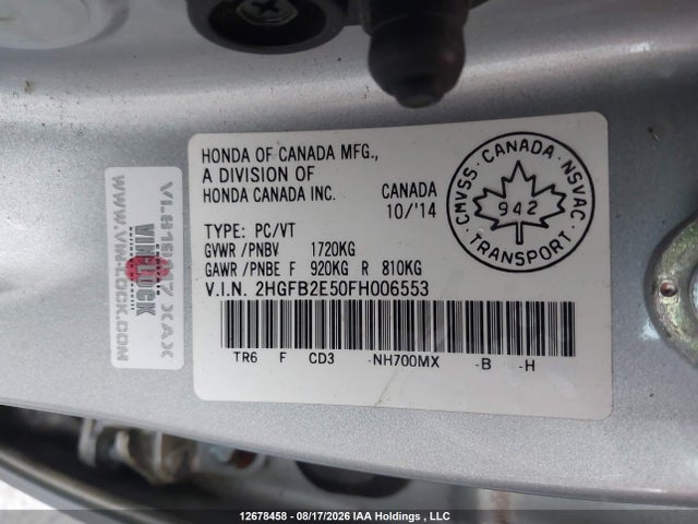 Honda CIVIC EX 2015 2HGFB2E50FH006553 Image 9
