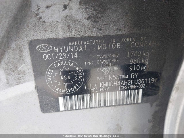 Hyundai Elantra 2015 KMHDH4AH2FU361197 Image 9